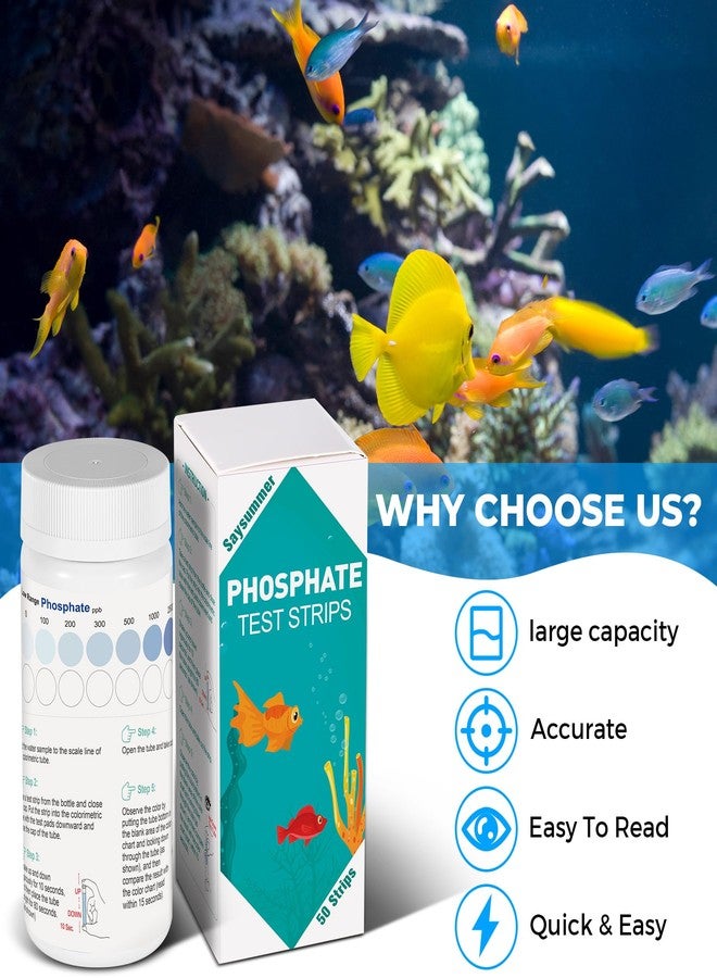 SaySummer Phosphate Test Kit, 50 Count Aquarium Phosphate Test Strips, Aquarium Water Test Kit Fast & Easy Testing Phosphate for Freshwater & Saltwater - Image 2